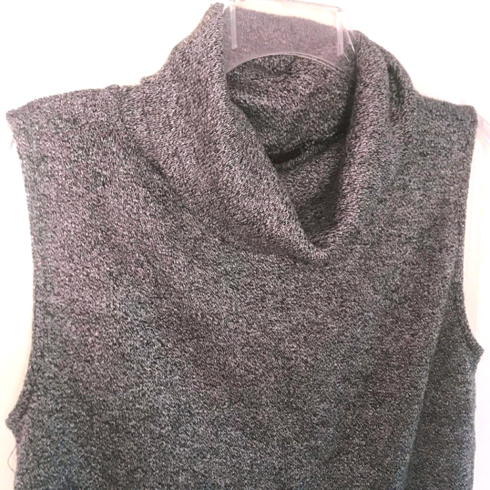 Poof♡♡ Sleeveless High-Low Turtleneck Sweater Gray - Picture 2 of 5